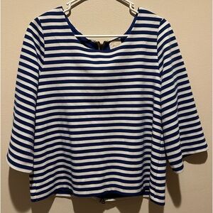 Anthropologie Postmark Genoa Striped Top Size Medium - Nautical‎ Blue & White